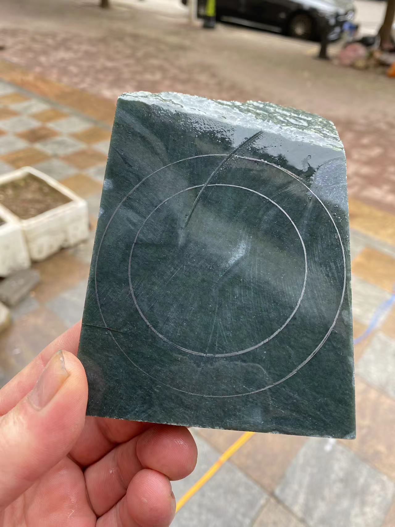 新疆和田玉塔青墨时尚女士手镯玉镯定制（备注圈口拍一发一）