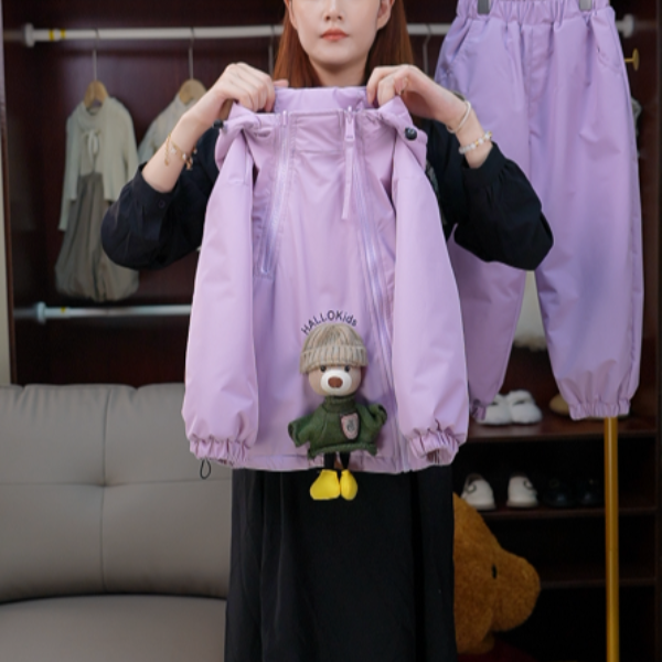 Bobo Beer 韩版女童槿紫色夹棉外套秋冬季新款中大童洋气上衣冬装