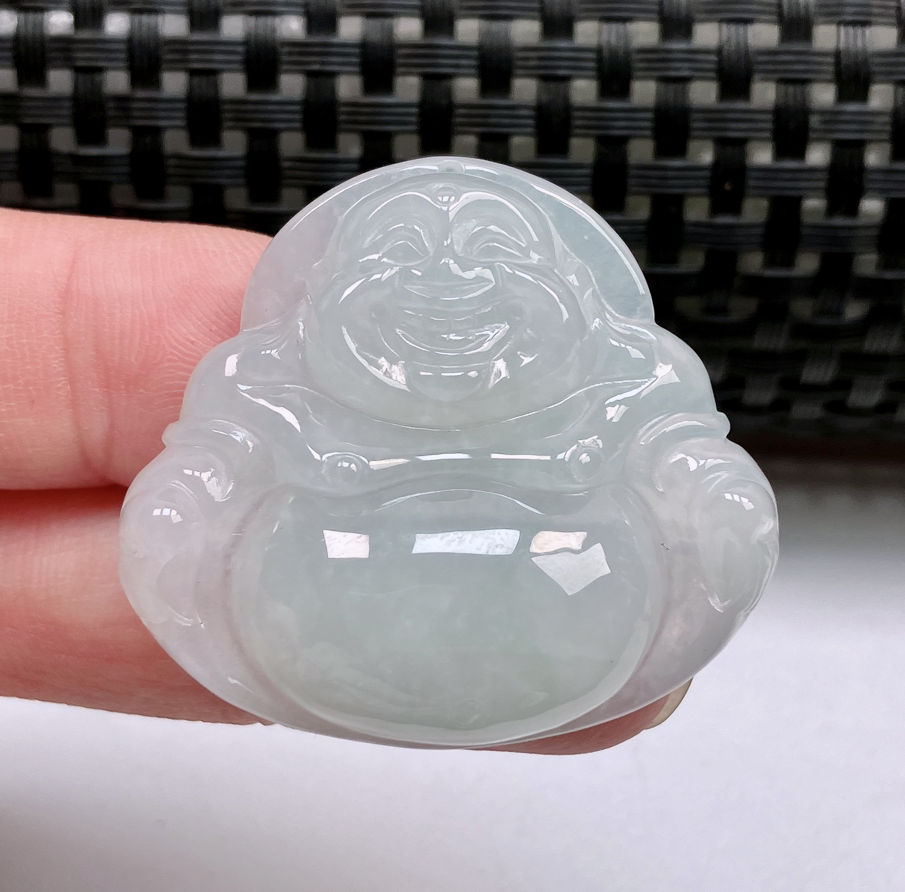 缅甸天然翡翠A货吊坠挂件白冰女款老坑纯天然玉石佛公大肚佛大号