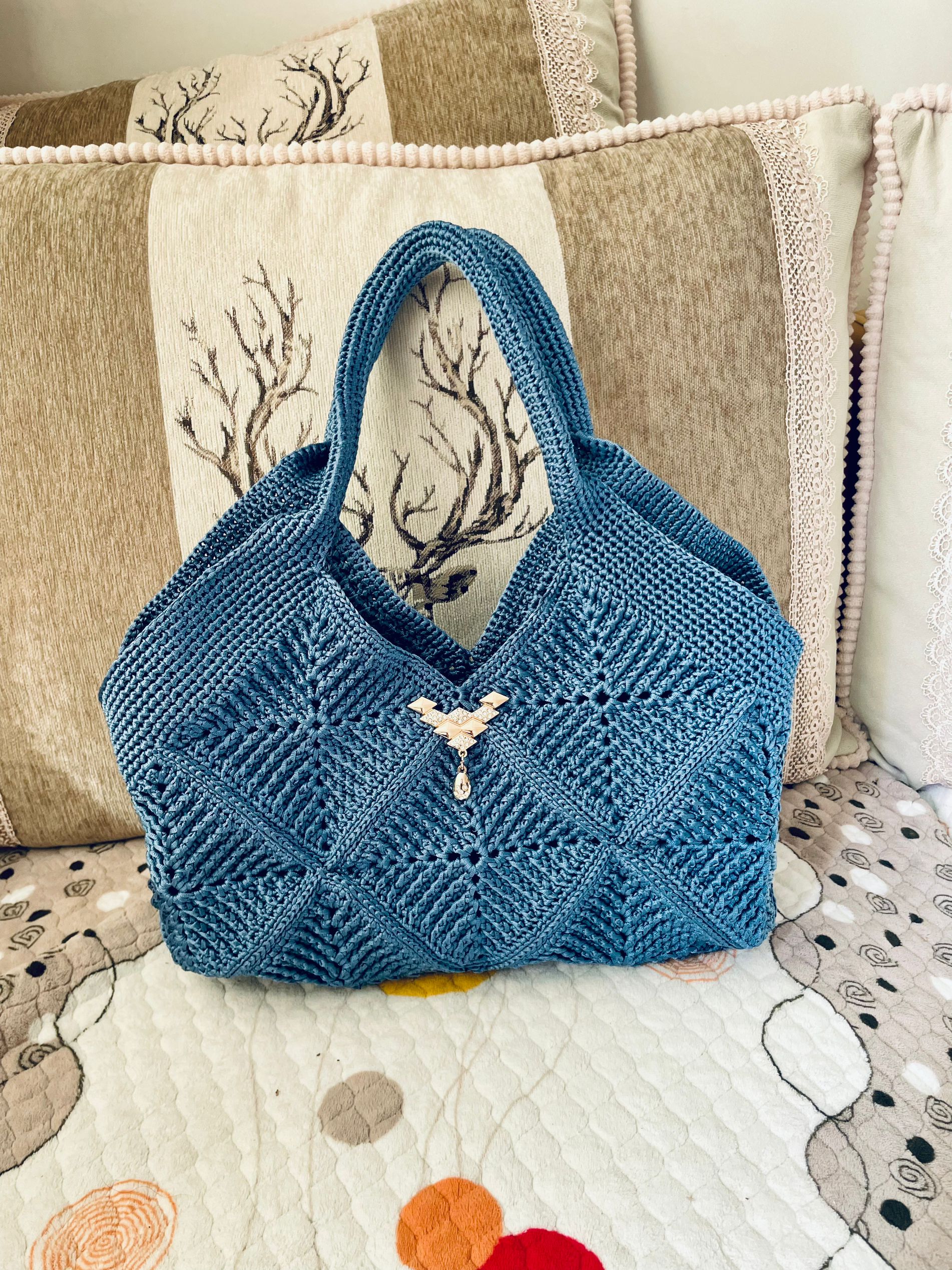 手工编织大款单肩包手提包diy材料包休闲时尚【非成品需自己编织】