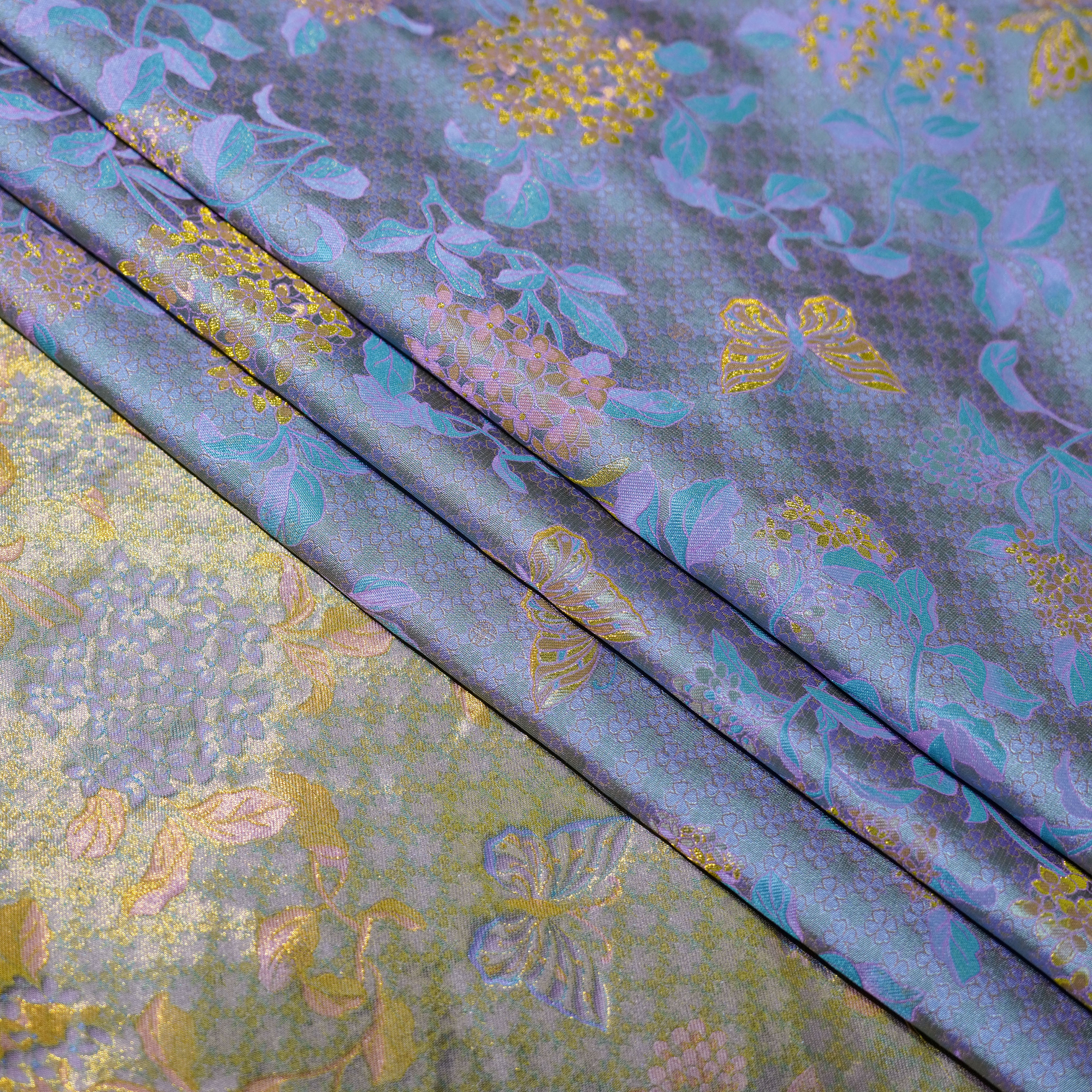 （蝴蝶绣球）钱小萍宋锦桑蚕丝面料（面料一经裁剪不退换）