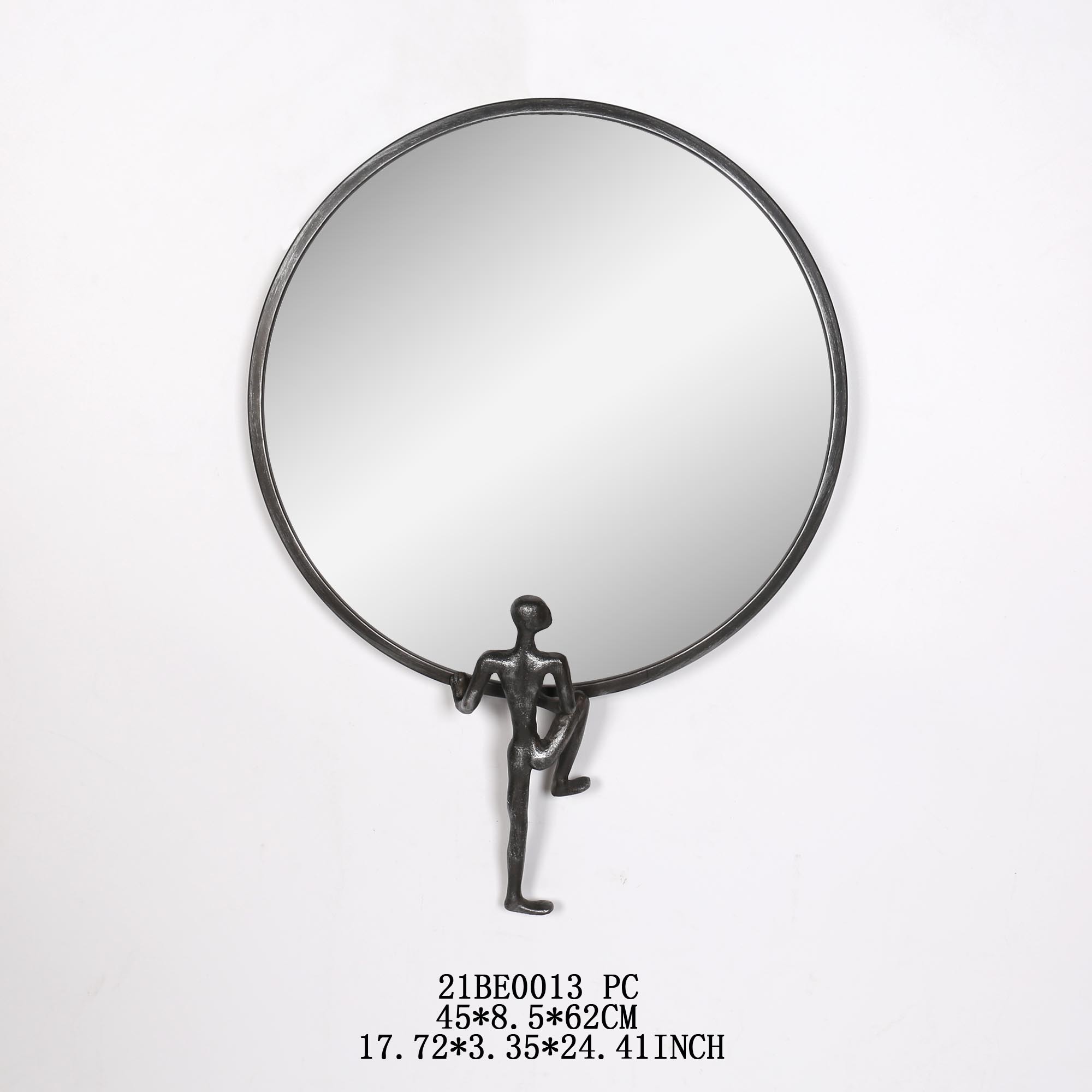 (202)运动员力士托圆造型铁艺仿古金/黑银色挂墙镜挂镜圆镜子