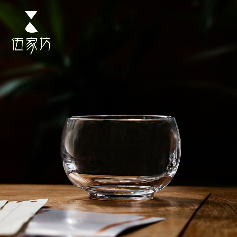 伍家坊耐热水晶玻璃茶杯透明主人杯家用创意大容量茶杯茶具礼盒