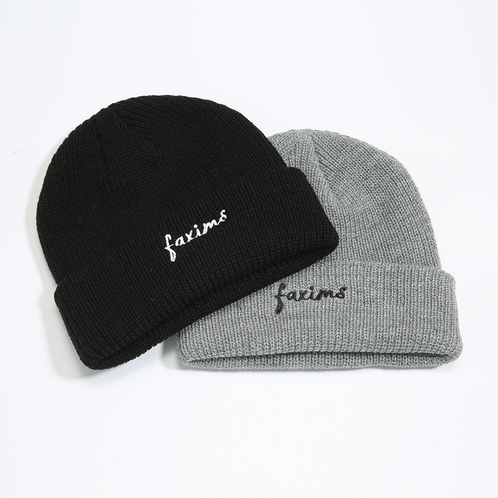 Faxims Store 原创潮牌秋冬季毛线帽 小字母刺绣针织帽男女冷帽