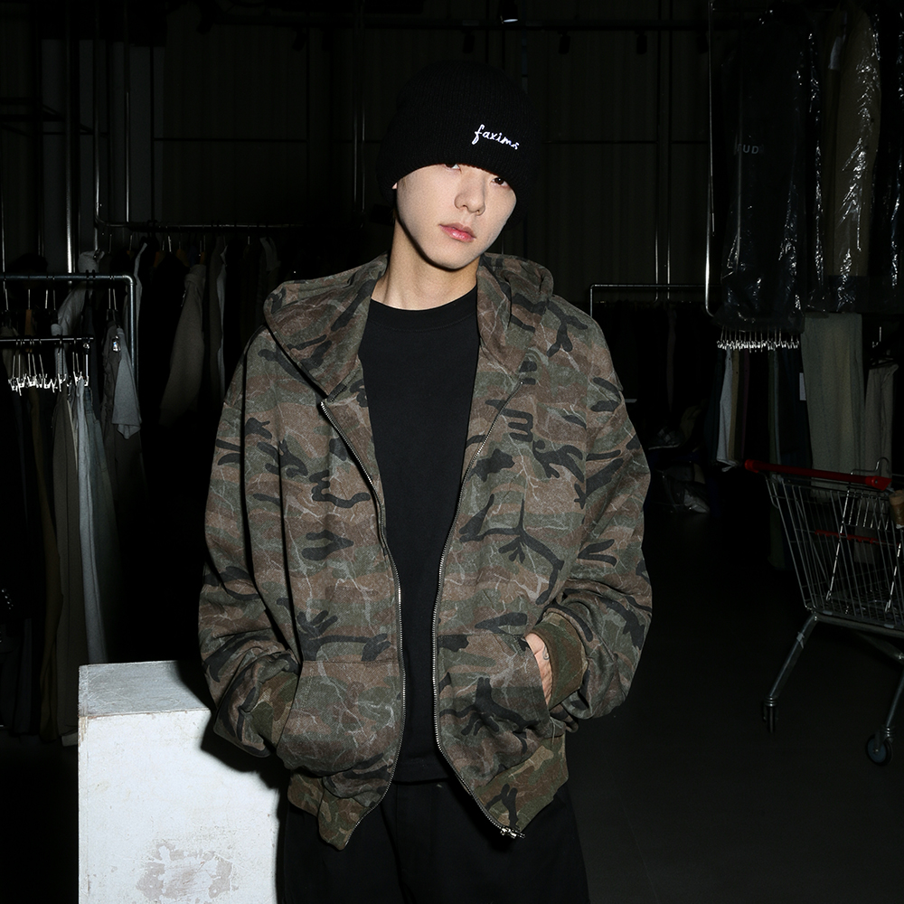 Faxims Store 美式复古街头迷彩开衫连帽卫衣 空降特种兵拉链外套