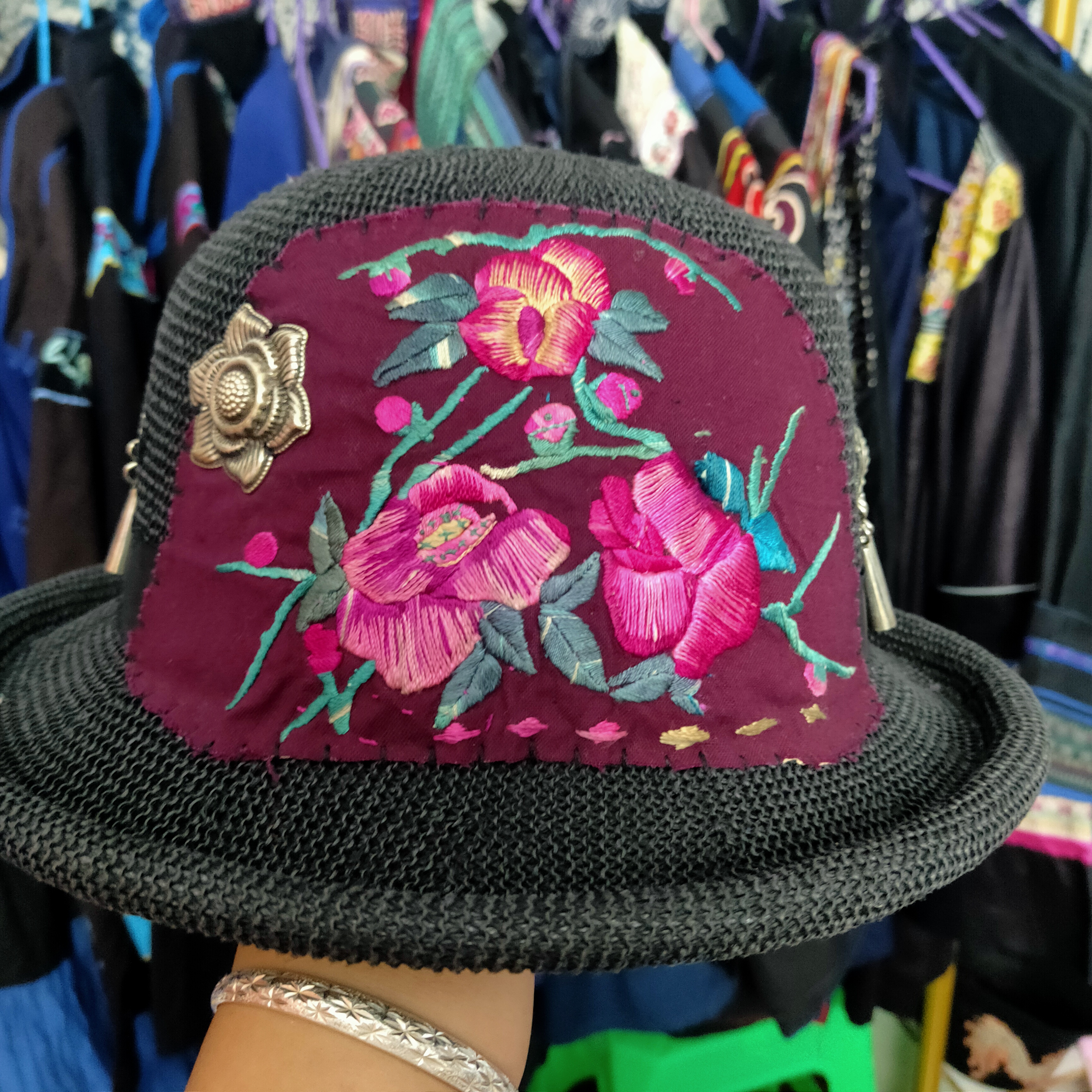 专属链接，夏季小众中国国潮民族风出游女式刺绣花草帽