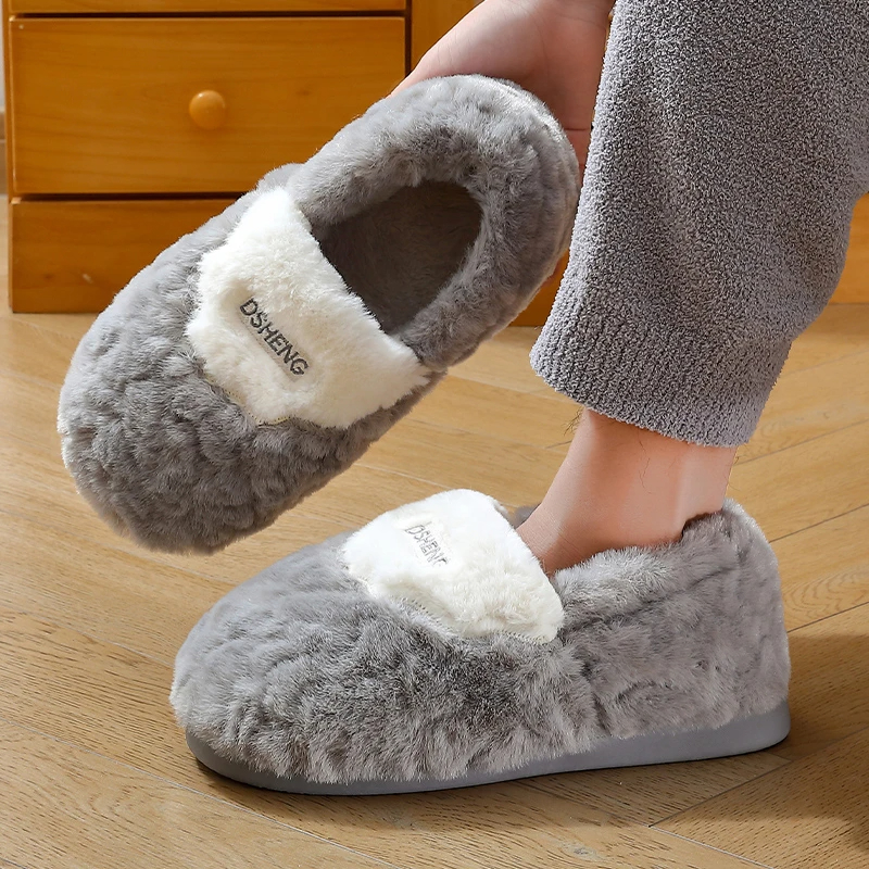 足康乐冬季包跟棉拖鞋男士2025新款室内家居厚底防滑保暖毛毛棉鞋