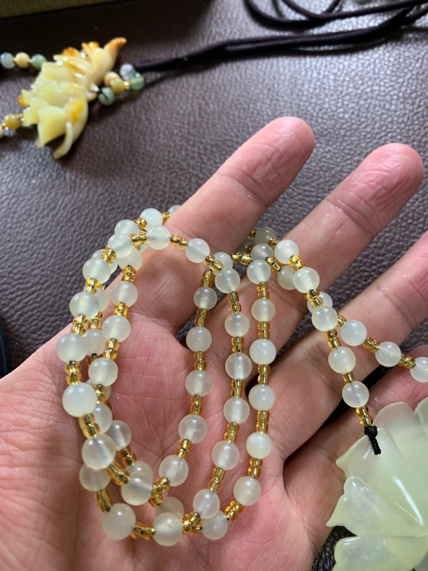 岫玉珠子 一条全株链