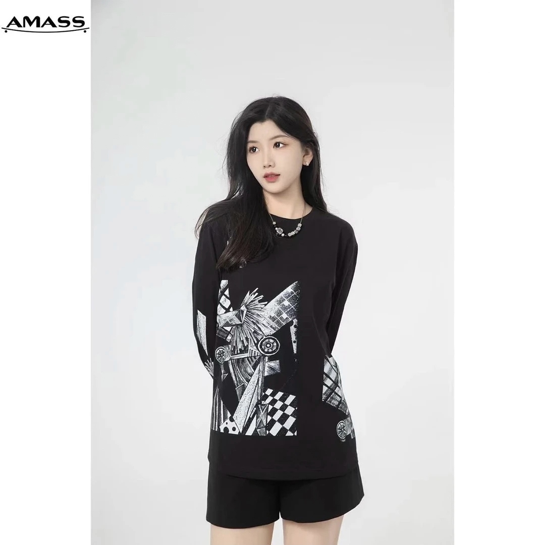 AMASS/阿玛施时尚通勤新款休闲纯色圆领长袖卡通卫衣5300890