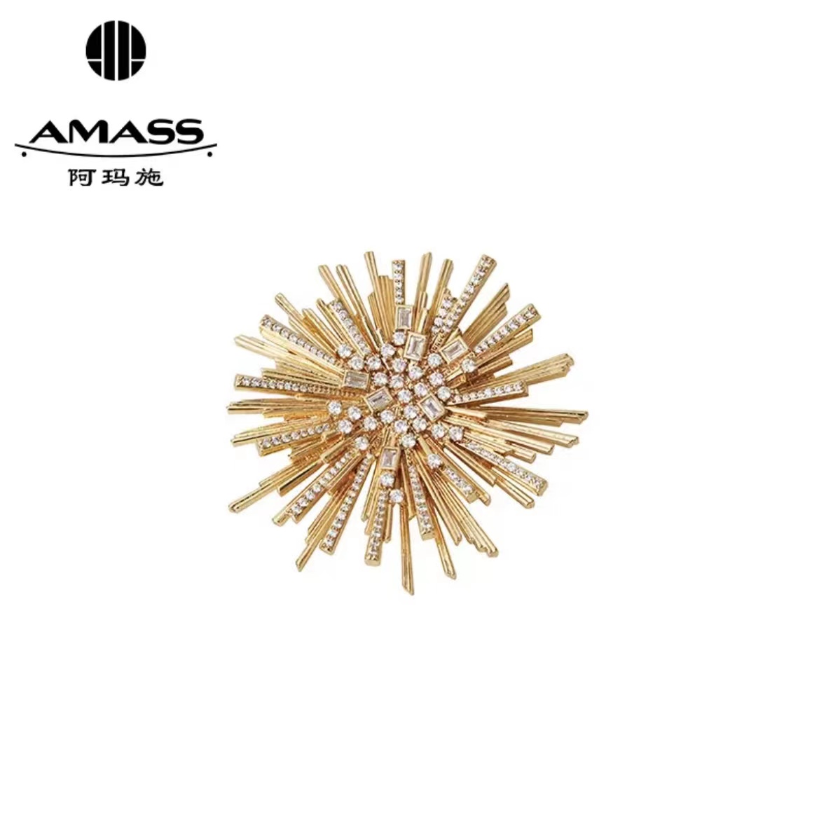 AMASS/阿玛施 铜合金锆石胸针 复古精致雪花胸针5900555