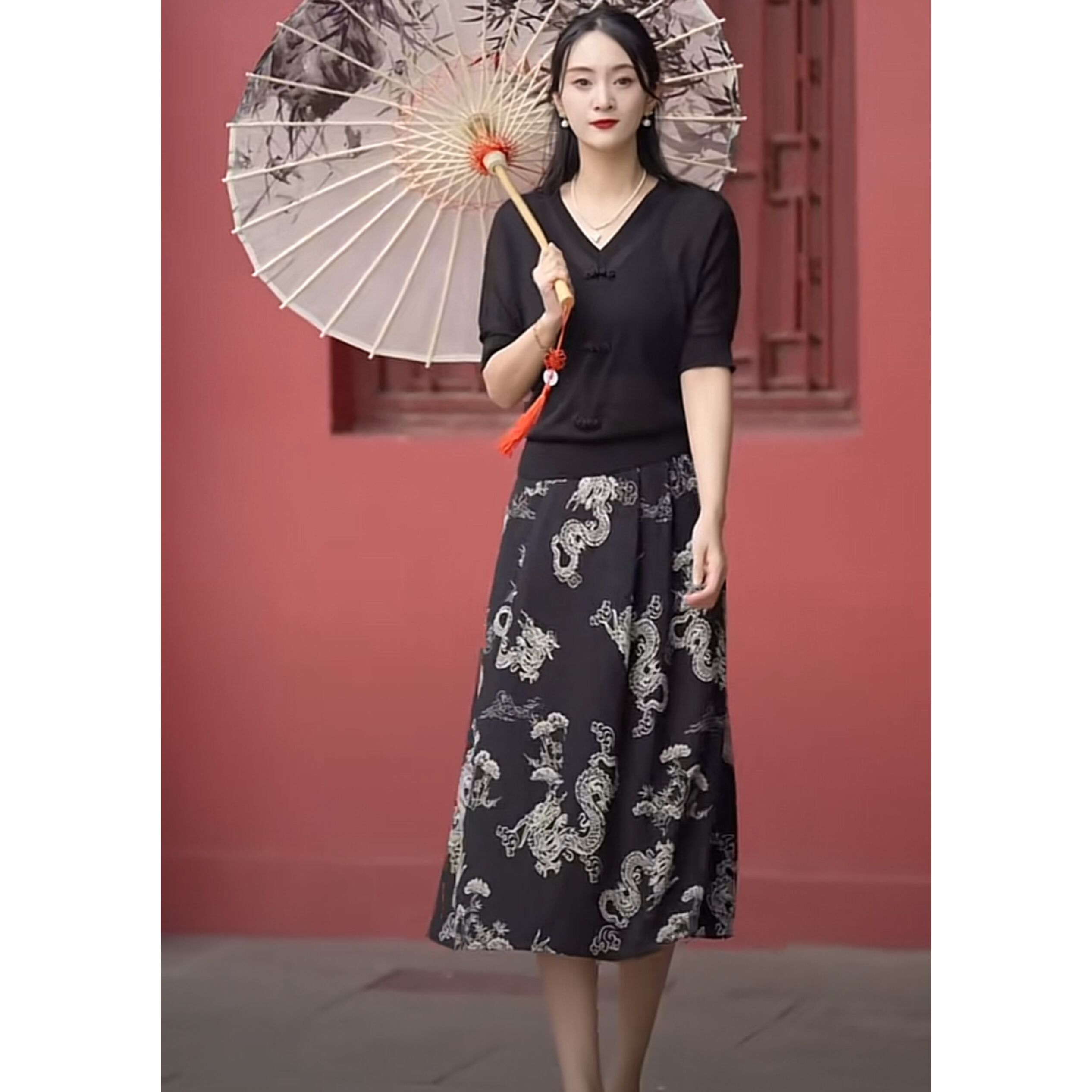 【七夕活动】高斯雪岚印花百搭修身显瘦半裙女24261085