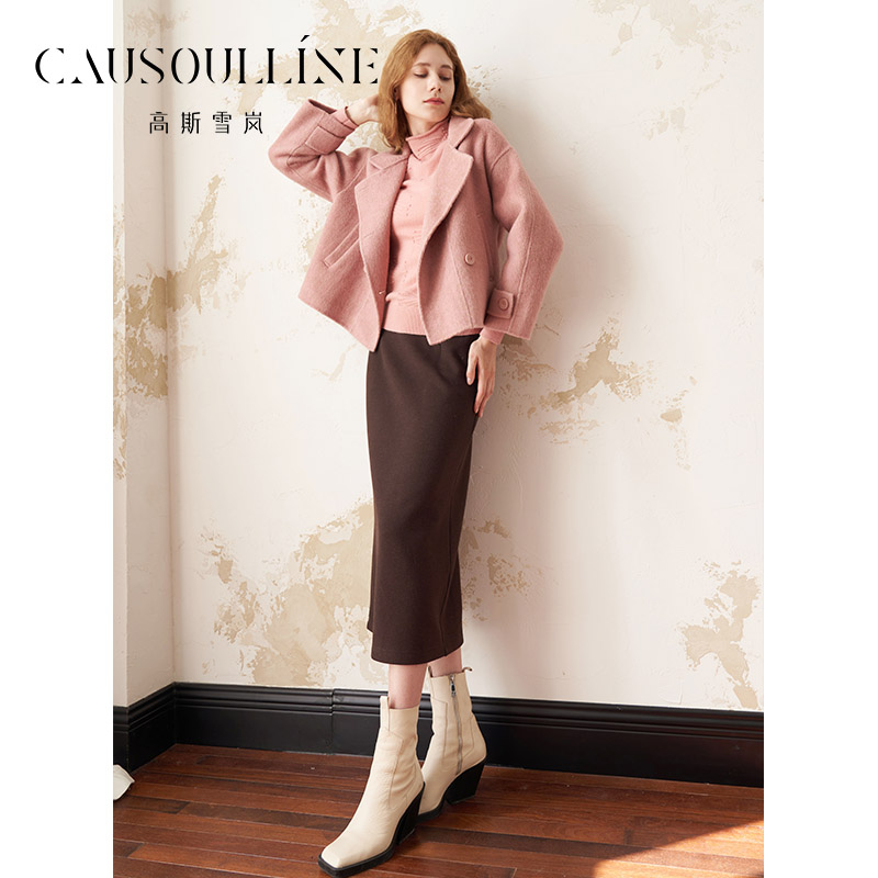  高斯雪岚【双十一】短款大衣简约外套毛呢大衣女24417597