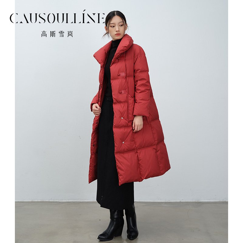 高斯雪岚【国庆特惠】白鹅绒中长款修身气质羽绒服女24417558