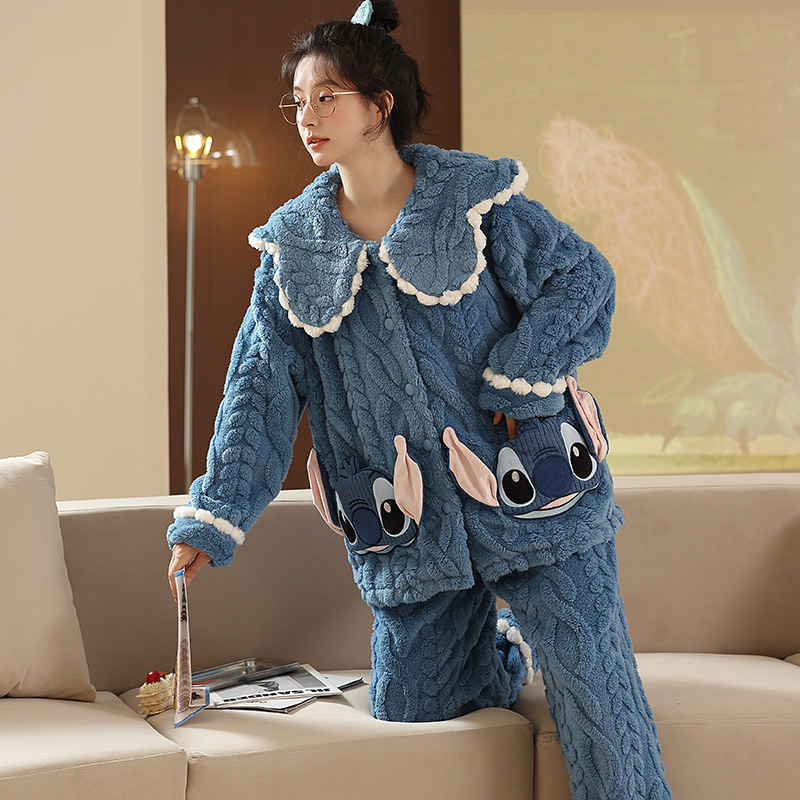 秋冬季珊瑚绒睡衣女加厚法兰绒卡通甜美可爱家居服两件套装 2299