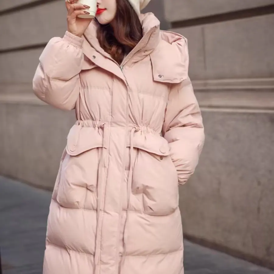 【南部新兴旺】C52806时尚长款棉服高领连帽设计收腰显瘦气质外套