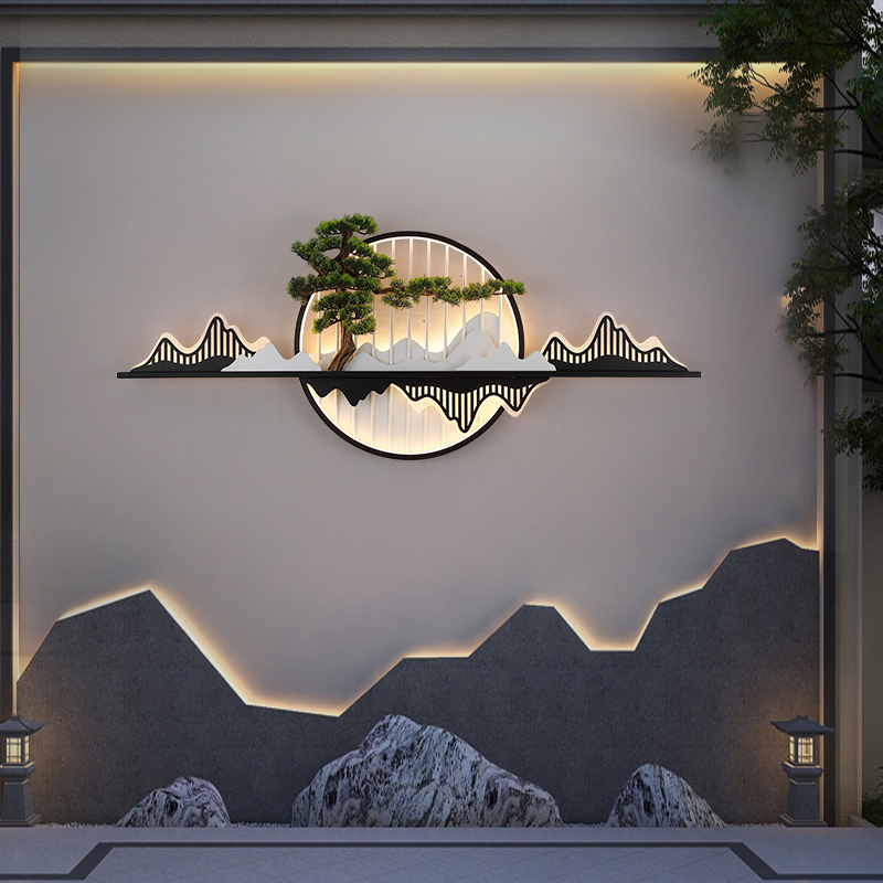户外围墙立体壁灯挂件画中式庭院花园别墅院子大门口阳台影壁墙灯