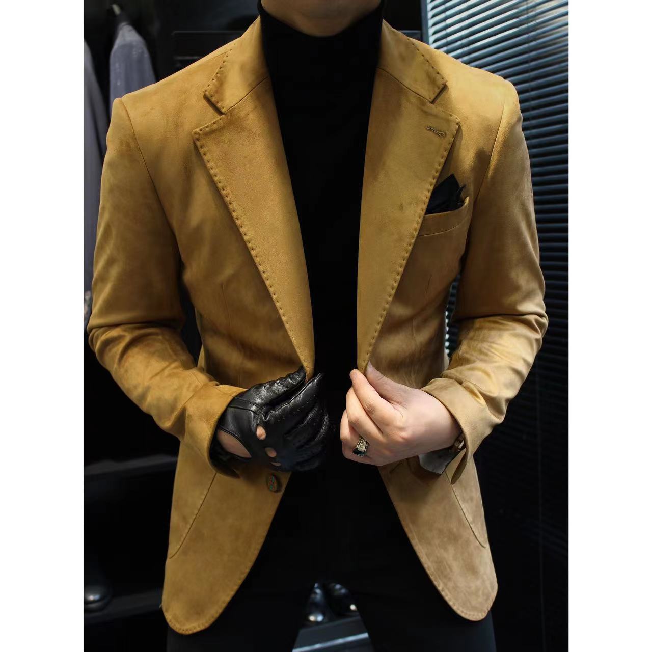 花伦 - 上新 鹿皮绒 平驳领单西