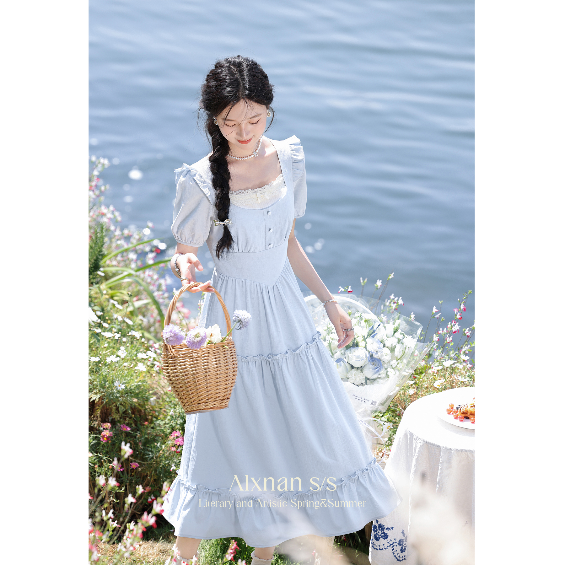 【鱼问问专属】《晴天》2024夏季新款收腰显瘦A字裙女L36619