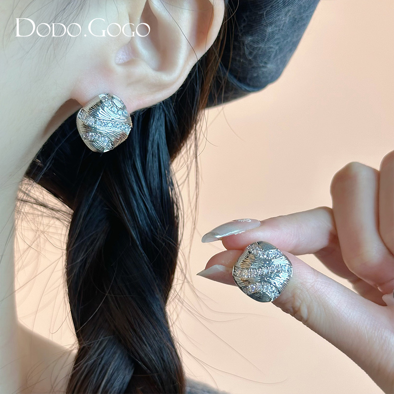 DODOGOGO 合金合成锆石耳饰 复古百搭方块耳环轻奢小众设计师耳钉