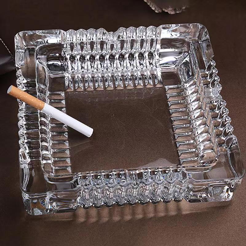 潮流欧式高颜值小号烟缸个性方形大号水晶玻璃烟灰缸网吧创意客厅