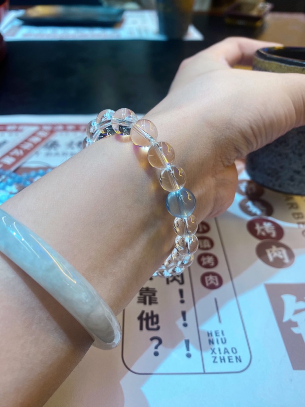 夏日透体天然白水晶手串搭顶珠露思同款百搭水晶简约手链手工
