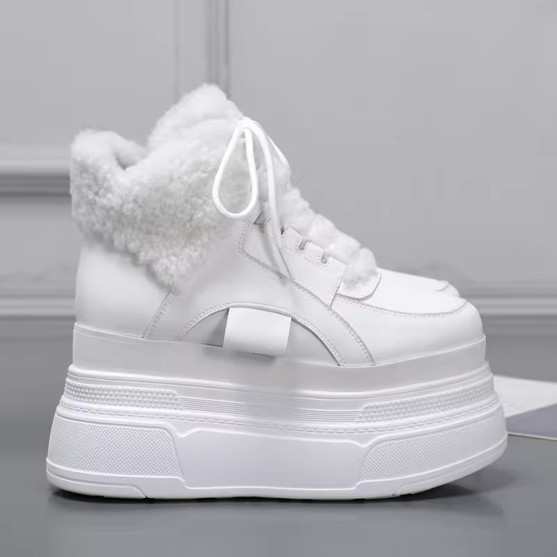 超高跟10厘米小个子毛毛短靴女增高冬加绒加厚雪地靴保暖棉鞋