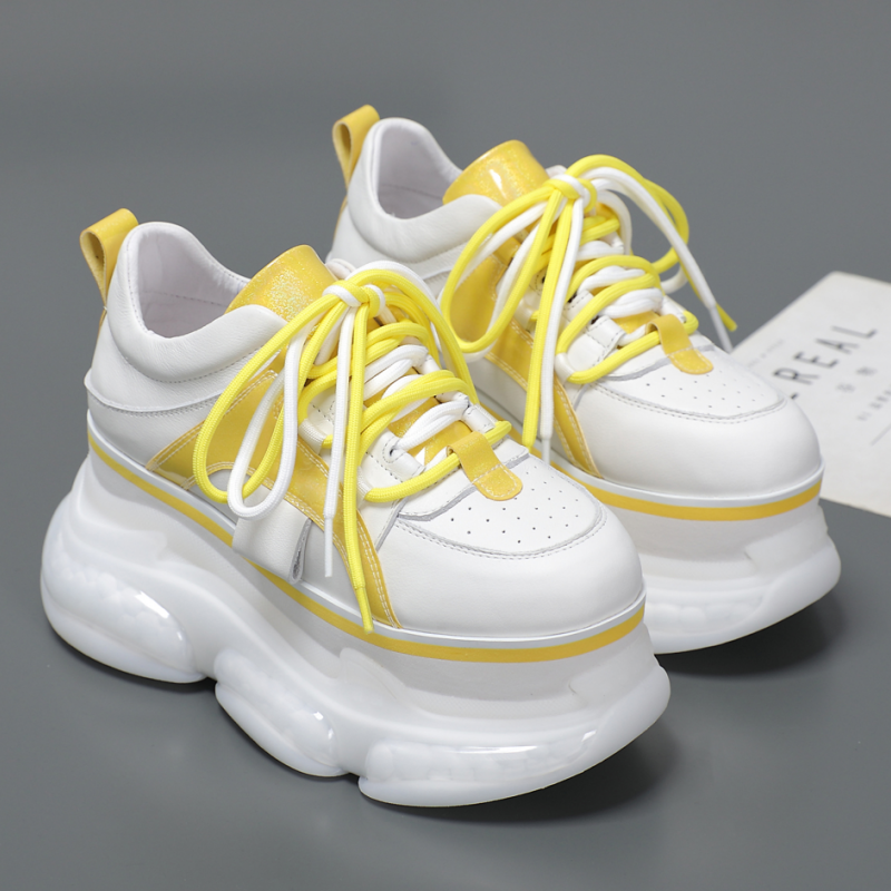 欧洲站2024春季新款网红增高9cm时尚厚底拼色潮流百搭女士休闲鞋