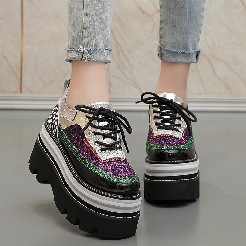 老爹鞋女ins潮2025欧洲站春季新款厚底增高百搭拼色休闲运动鞋子