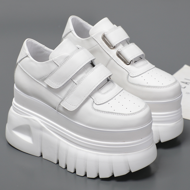 欧货魔术贴小白鞋女2025春季新款女鞋厚底增高11CM糕松运动休闲鞋