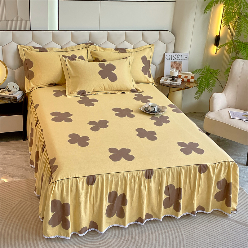 【全棉磨毛单床裙】单床裙全棉入冬花边印花床裙加厚床上用假一赔三