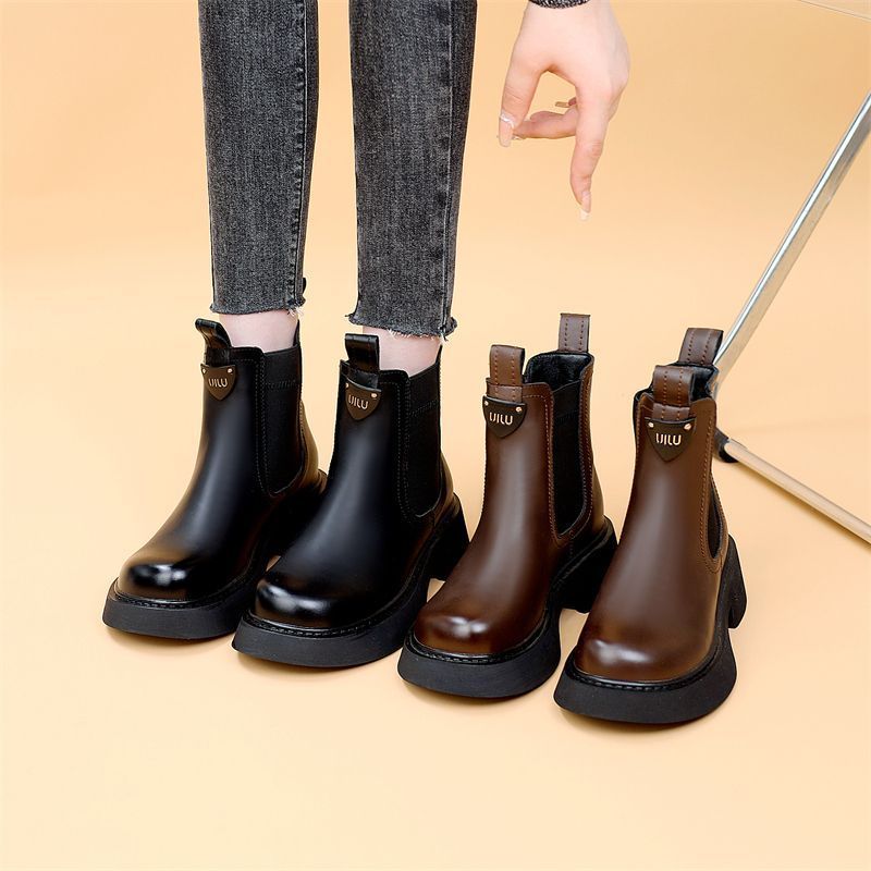 烟筒靴马丁靴女款2024新款春秋英伦风单靴女冬加绒爆款厚底短靴