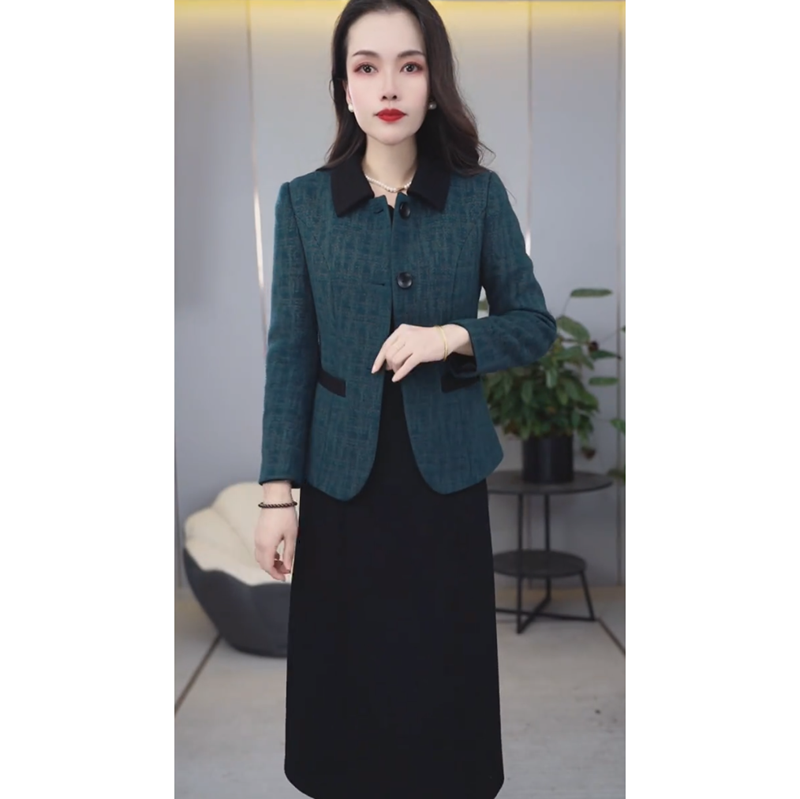 【外套+长袖裙】2232-1新款时尚两件套修身显瘦套装洋气