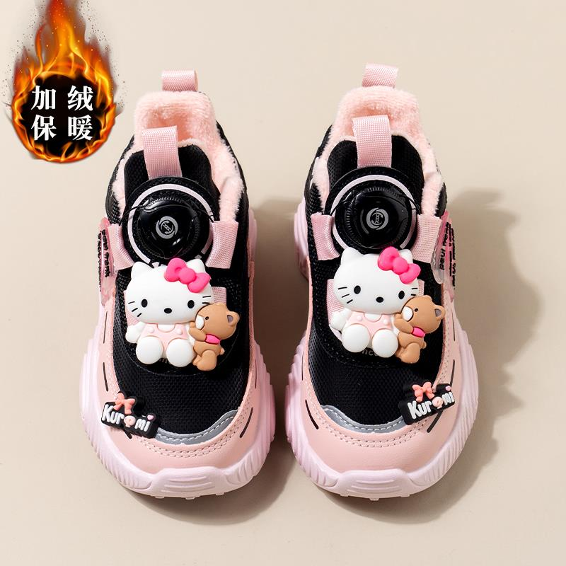 李宁潮鞋女童鞋运动鞋秋冬2023新款儿童加绒老爹鞋中大童女孩保暖