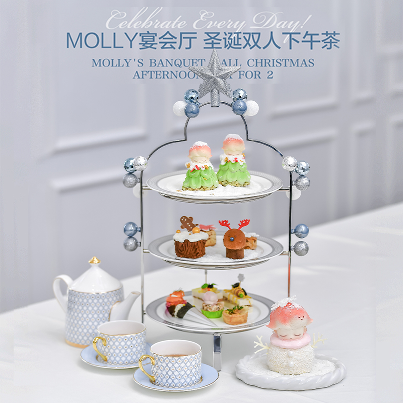 泡泡玛特城市乐园MOLLY宴会厅圣诞双人下午茶（含双人大门票）