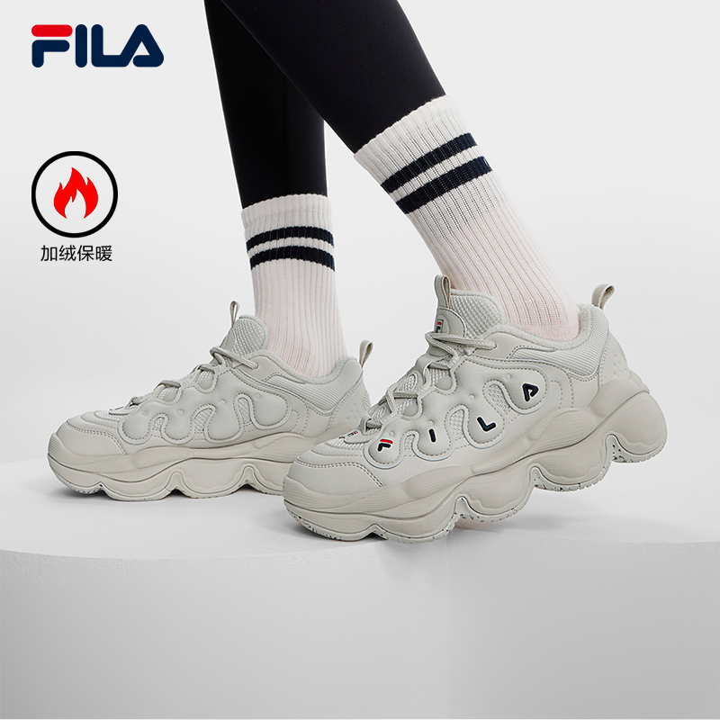 Fila/斐乐女鞋【新品加绒厚底豌豆鞋】舒适潮流面包鞋F12W441111F
