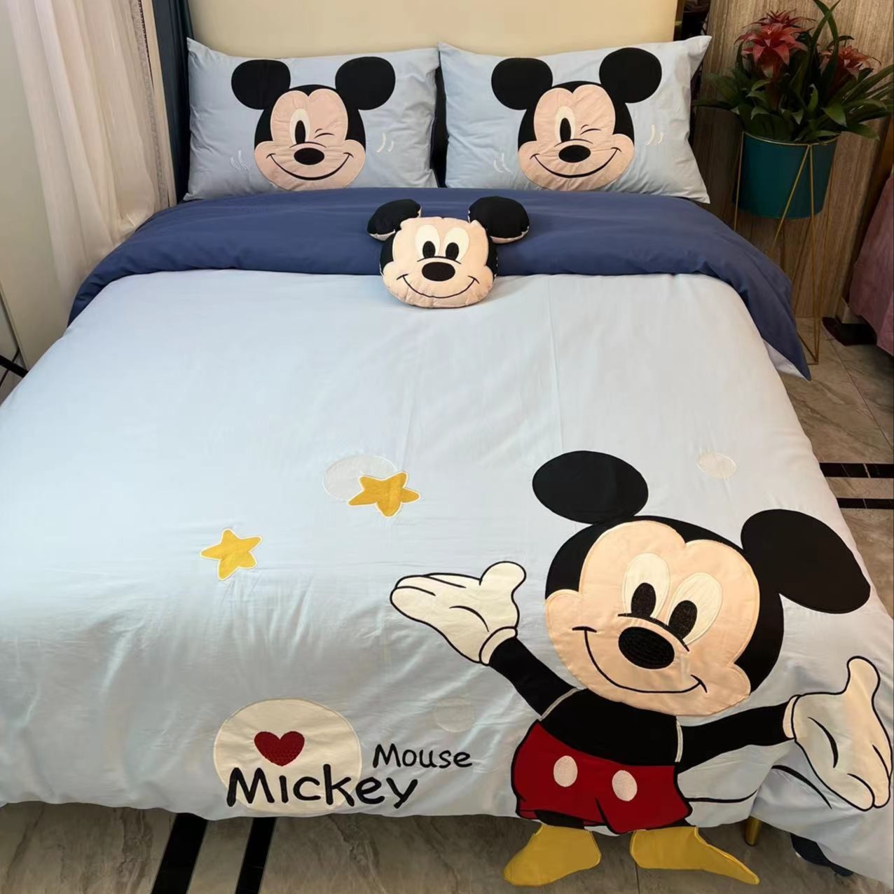 丽家平！迪士尼 好可爱卡通全棉40支水洗棉三件套细腻四件套床品 