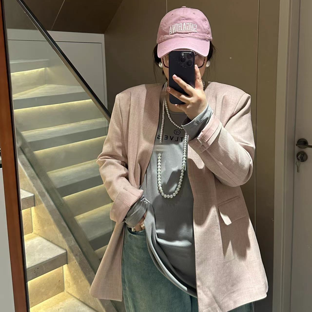 【小雨专属】2024设计师款休闲简约粉色西装外套