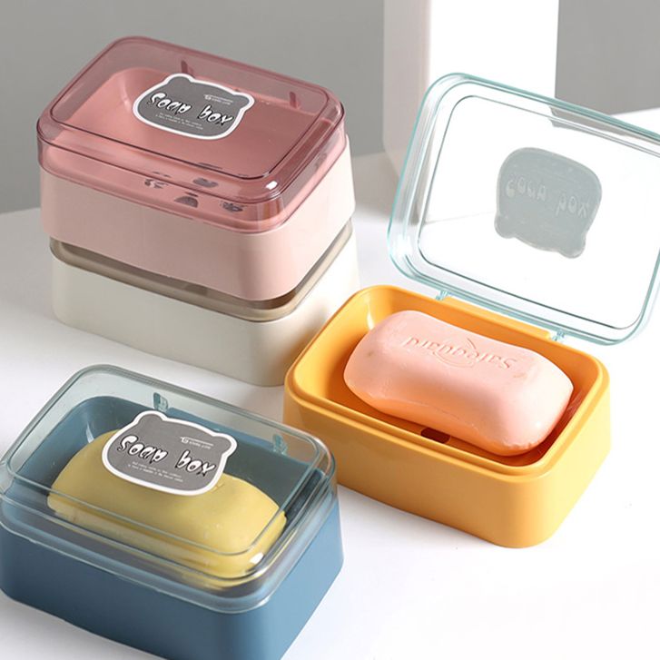 创意翻盖肥皂盒简约透明塑料沥水盒家用宿舍皂盒卫生间阳台香皂盒