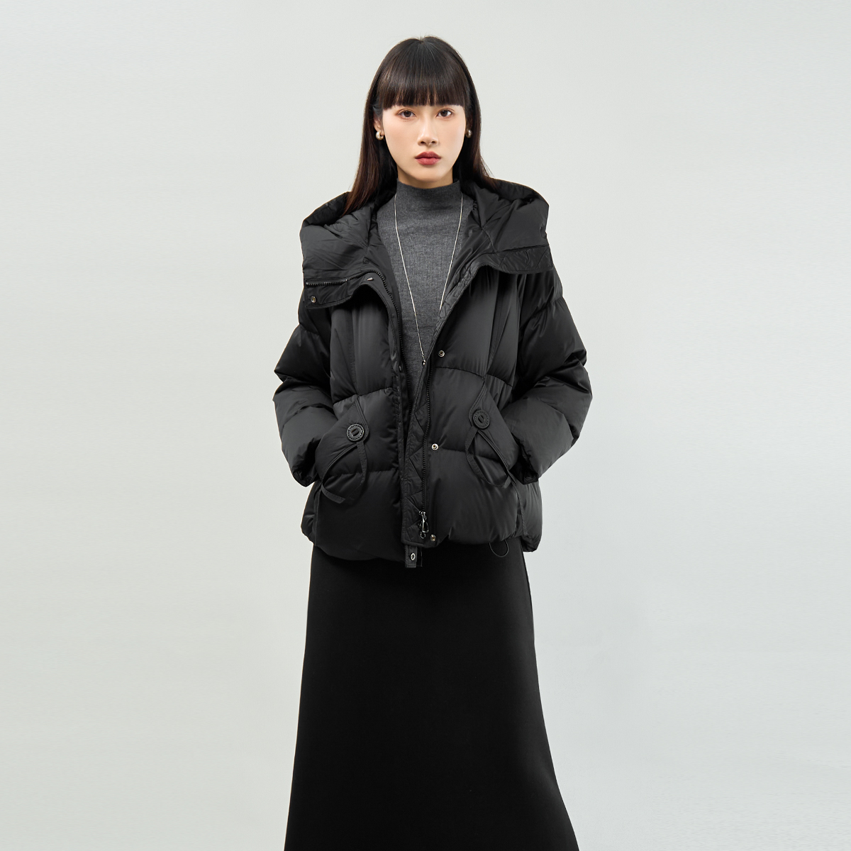 歌蒂诗2024冬季新款简约舒适时尚保暖90鹅绒短款羽绒服 3E46Y0696