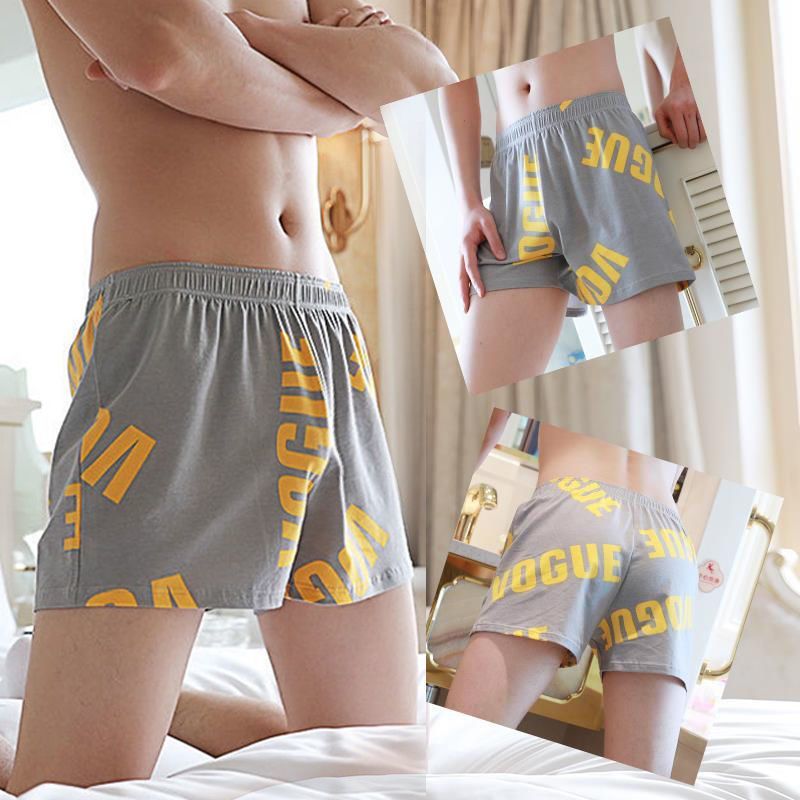 阿罗裤男士内裤新款宽松时尚字母印花个性休闲家居透气平角短裤头