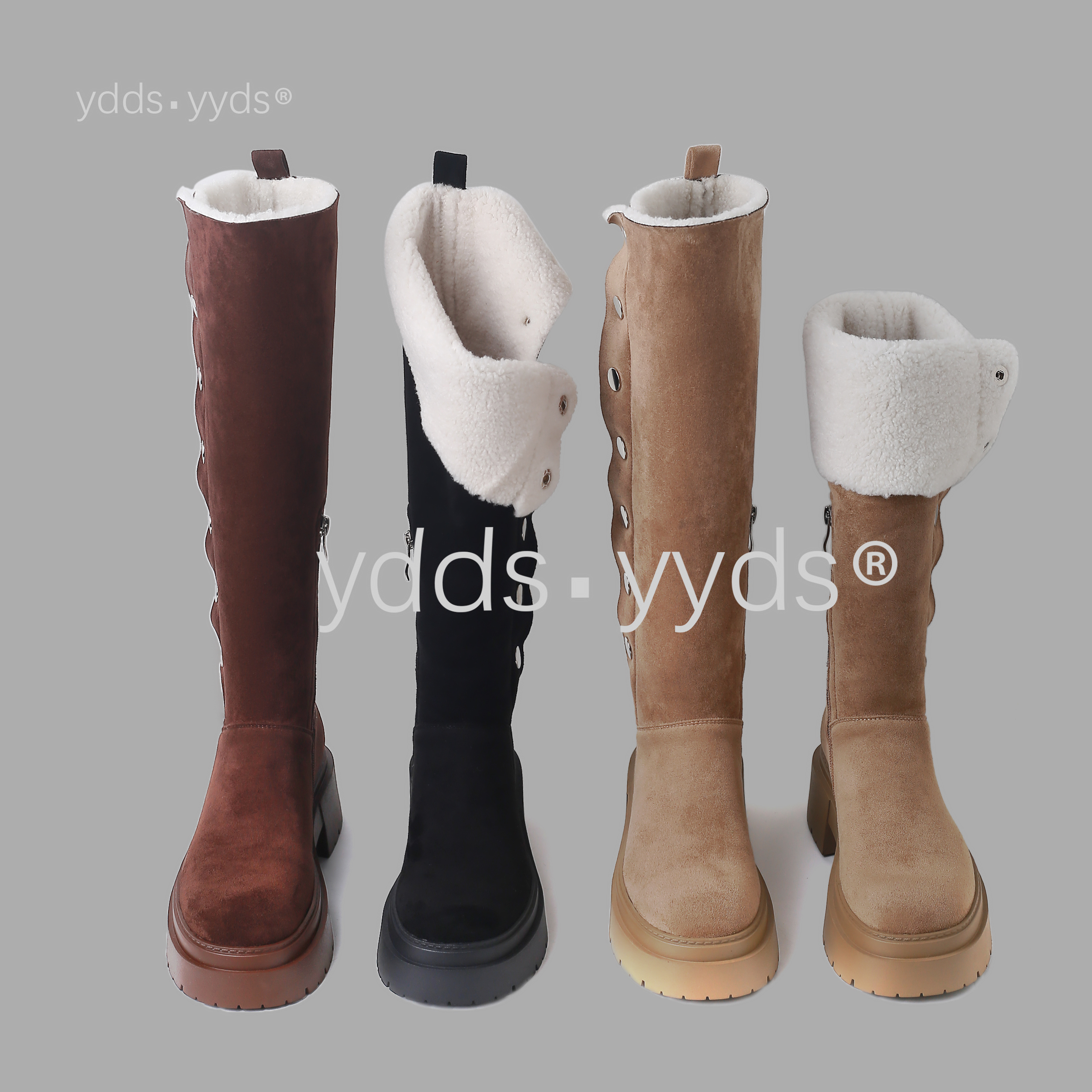 YDD/芬兰雪屋~厚底舒适百搭简约时尚毛毛保暖高筒长靴/7201