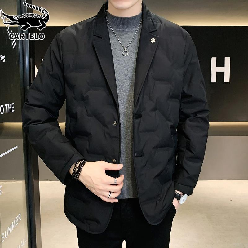 鳄鱼轻薄西装领羽绒服男士冬季2023新款商务休闲潮流保暖外套男装