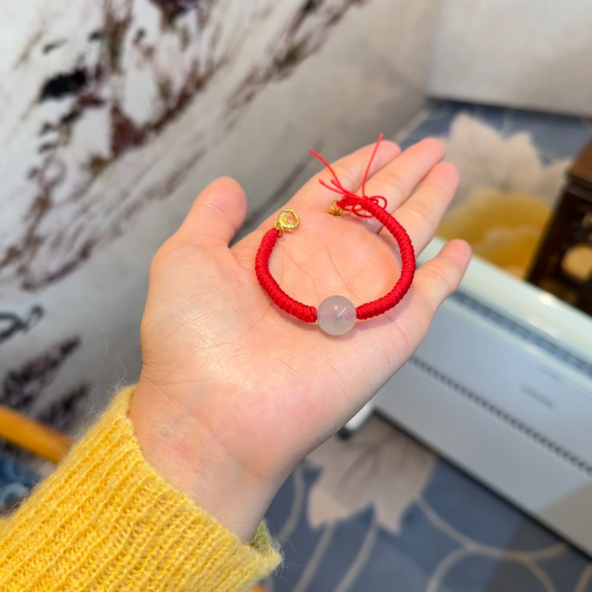 编22缅料翡翠转运珠红绳手串女款百搭