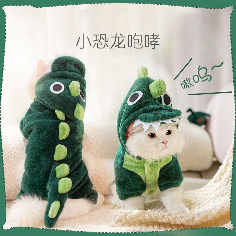 小猫咪衣服冬法兰绒立体恐龙幼猫猫布偶猫蓝猫宠物服装防掉毛冬天