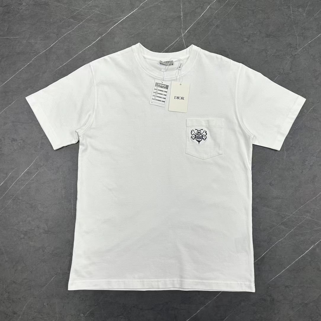 全新未使用 DIOR/迪奥 L码 Stussy联名 口袋小蜜蜂刺绣短袖