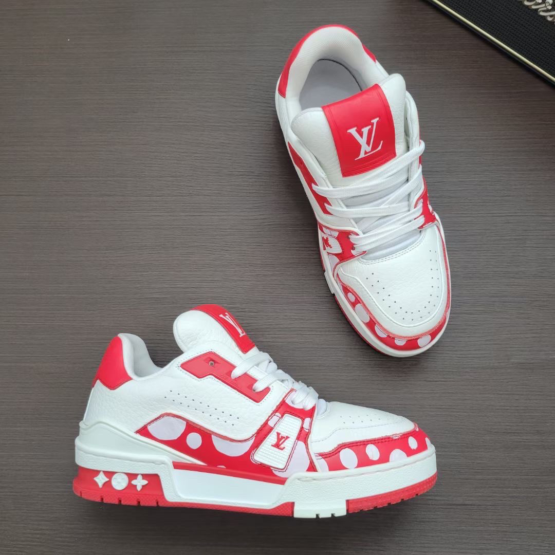 95新 LouisVuitton/路易威登 36.5码 Trainer 草间弥生白红鞋