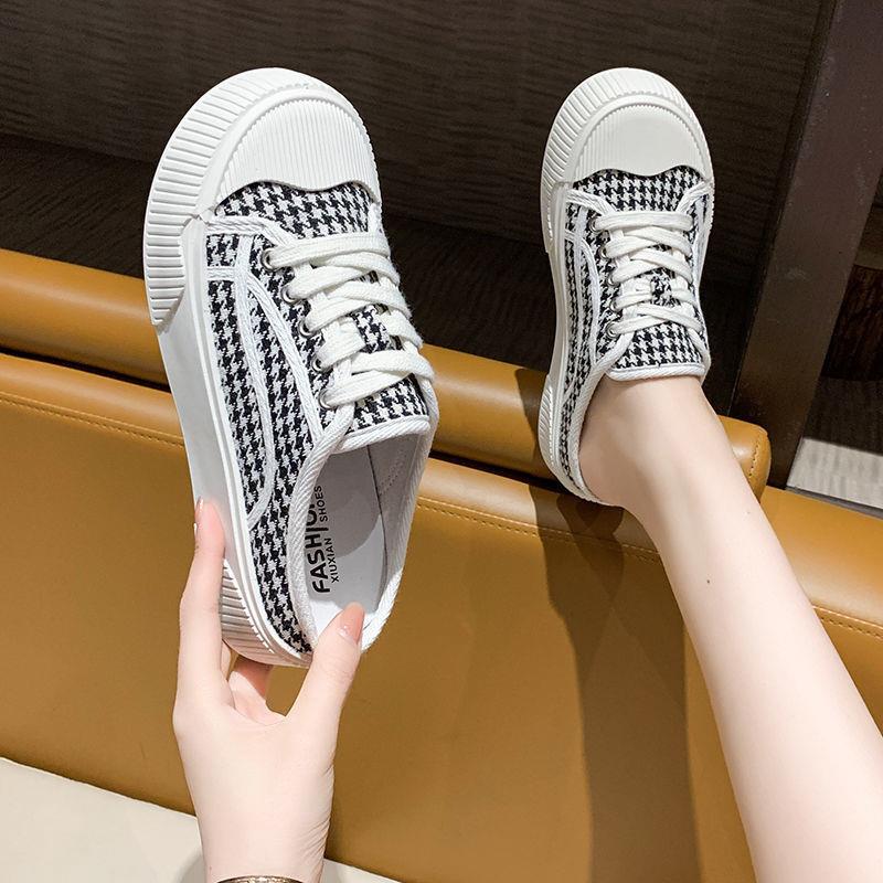 夏季新款韩版百搭帆布鞋学生包头无后跟懒人鞋一脚潮流