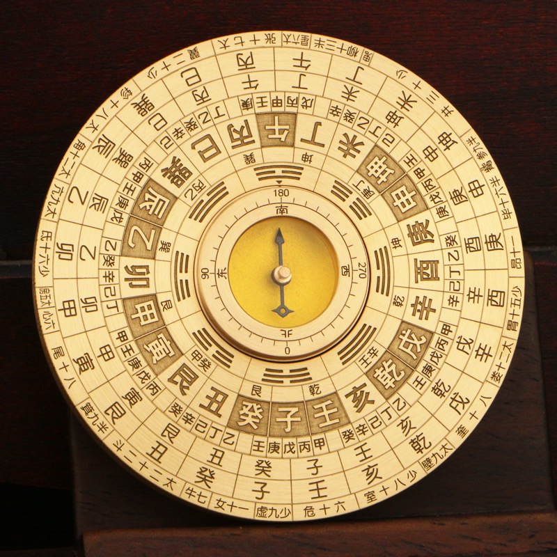 中国风7CM黄铜风水罗盘指尖陀螺解压玩具手工客厅摆件乔迁送礼