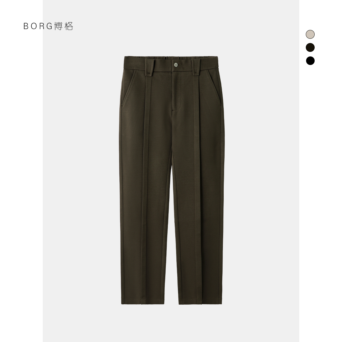 冬季重磅休闲西裤男肌理犀牛折休闲裤简约高级垂感男士直筒长裤