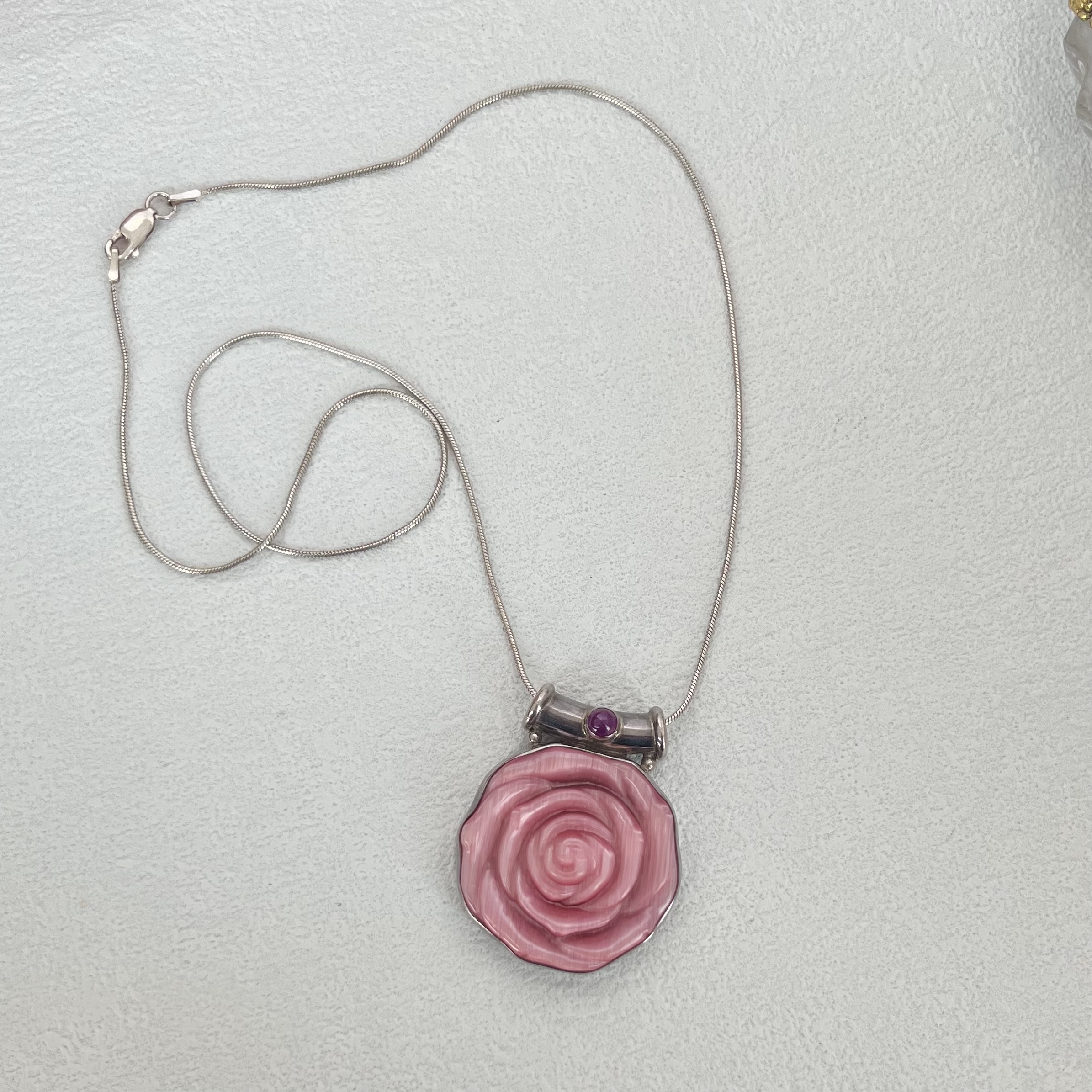 合金吊坠 中古sajen花朵吊坠项链